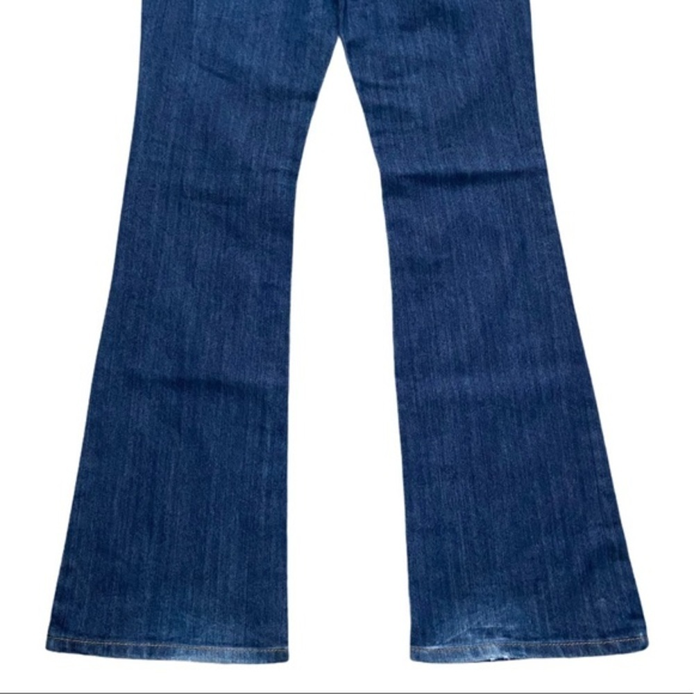 Michael Kors • Dark Wash Flare Jeans • Blue Denim & Gold Hardware • Size 2 - Picture 7 of 8